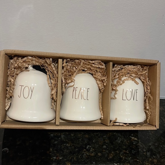 Rae Dunn - JOY/PEACE/LOVE - bell ornaments